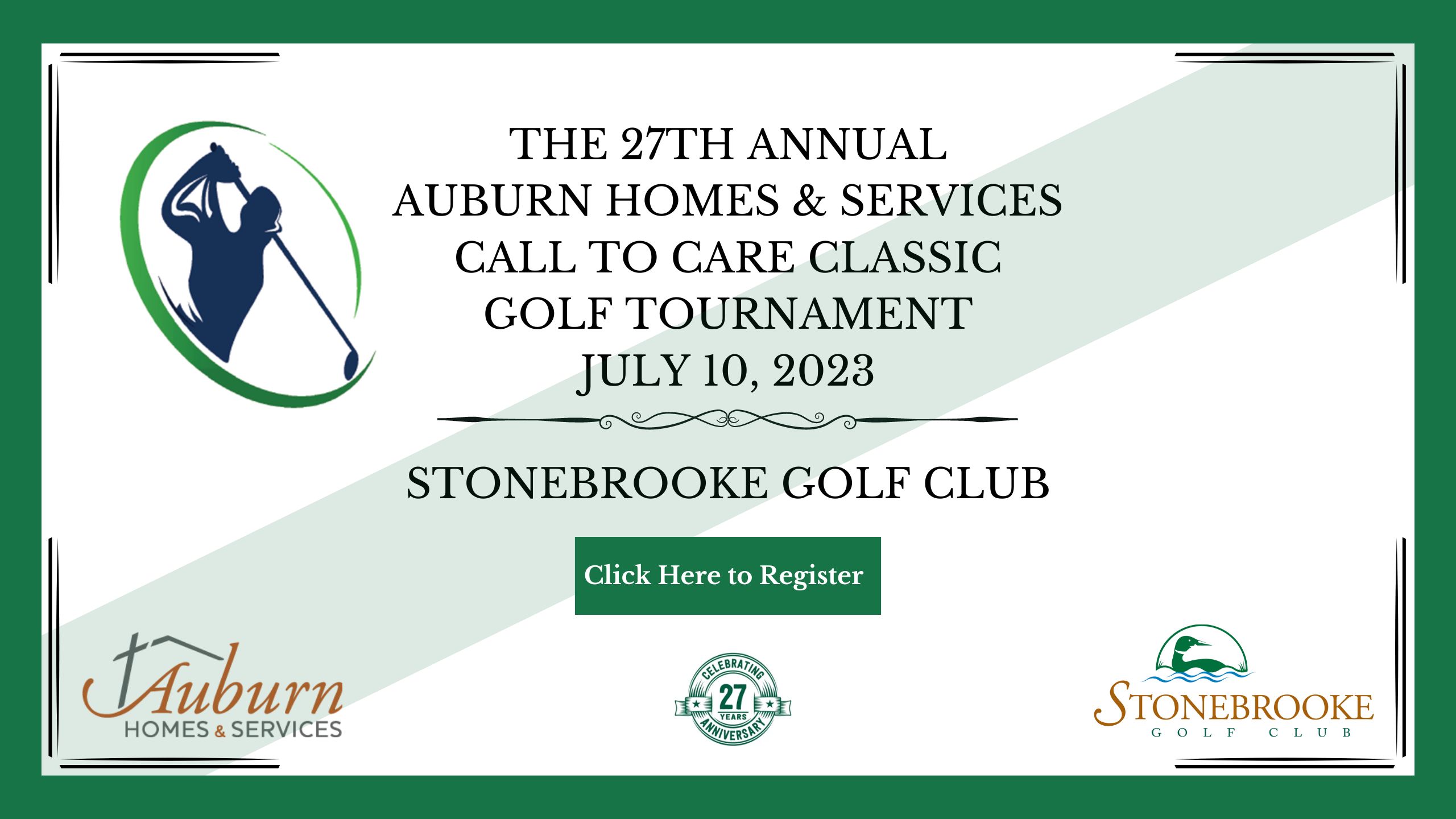 The 27th Annual Auburn Homes & Services Call to Care Classic Golf Tournament Invitation