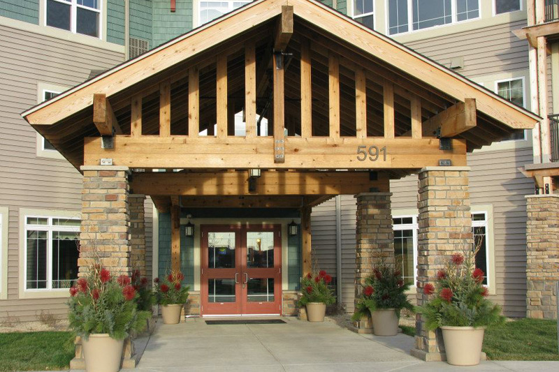 Auburn Meadows front peaked facade and entryway
